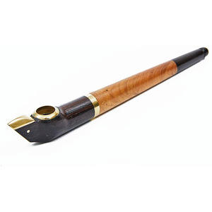 Pipe à fumer en métal faite à la main, forme moderne, polie, durable, objet d'art de collection, noir, or, argent, rouge par Curio Craft - Product Image 3