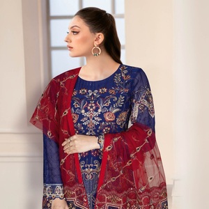 ชุดแต่งงาน3ชิ้นผ้าชีฟองปักสำหรับผู้หญิงชุดอินเดียชุดเดรส anarkali - Product Image 3