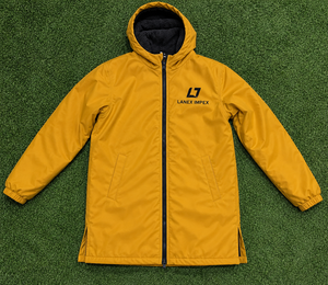 Parka de natation dorée personnalisée pour jeunes, imperméable, à capuche, avec doublure polaire, fermeture éclair intégrale, poches latérales, service OEM ODM - Product Image 6