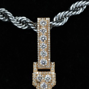 Vertical Letter Iced Out Custom Moissanite Name <b>Pendant</b> Hip Hop Two Tone <b>Initial</b> Letter 925 <b>Silver</b> GRA Certified Diamond <b>Pendant</b> - Product Image 3