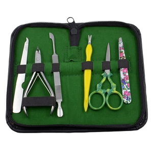 Ensemble professionnel de manucure et de pédicure de 6 pièces Outils de beauté en acier inoxydable avec coupe-ongles et étui en cuir synthétique - Product Image 1