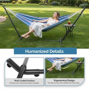 Heavy Duty Double <b>Hammock</b> with Stand 2-Person Outdoor & Indoor Use Includes Portable Carrying Bag Blue Purple - Product Image 2