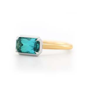 Emerald Cut Topaz Ring Rhodium Plated Prong Setting Women's Classic Engagement Gemstone Ring - Product Image 2