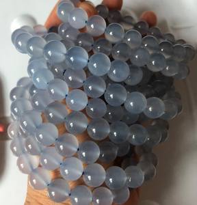 Cuentas de piedras preciosas de calcedonia azul natural, cuentas sueltas redondas de color lila para hacer joyas, pulsera y collar DIY - Product Image 4