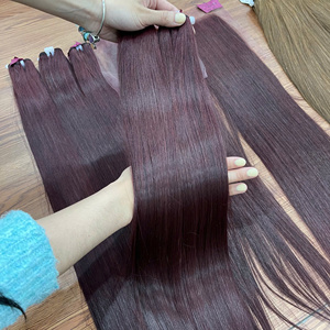 Fournisseur de choix : Tissage de cheveux 100% humains vietnamiens, ultra-lisses, couleur bordeaux, en gros - Product Image 2