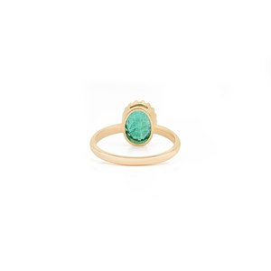 Colección Fina Hecha a Mano, Anillo de Compromiso con Piedra Única de Esmeralda Zambiana de 2 Ct. con Corte Ovalado, Joyería de Oro Amarillo Real de 18K - Product Image 6