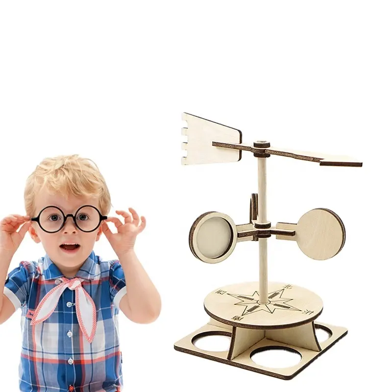 Amazon hot selling products Wind vane Science Engineering other educational Diy 3D STEM Wooden Puzzle Kit Science STEM toys