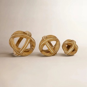 Juego de Esculturas Geométricas de Madera Hechas a Mano, 3 Piezas, Arte Abstracto Redondo, Decoración de Mesa, Diseño Minimalista para Sala de Estar - Product Image 3