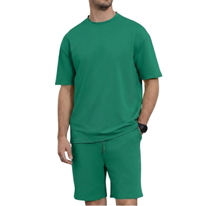 Men's Breathable Knitted 2 Piece Outfit Casual Short Sleeve Button <b>Down</b> Shirt Beach Summer Loose <b>Pant</b> Sets - Product Image 4