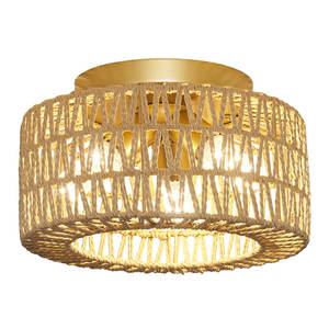 Plafonnier en rotin bohème semi encastré pour meubles de salon - Product Image 5