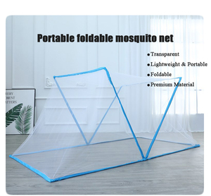 Indoor Outdoor Camping <b>Foldable</b> Portable Baby Mosquito Net Tent with Fiberglass & Polyester Mesh Blue Pink - Product Image 6