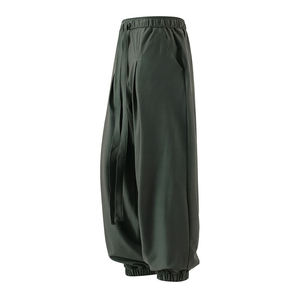 Men Loose Harem <b>Jogger</b> Pants Extra Long Drawstring Elastic Waist Side Pockets <b>Cuffed</b> Ankle Street Casual Work Trousers - Product Image 1