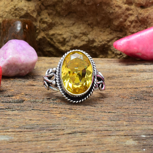 Citrine Yellow Topaz Ring 925 Sterling Silver Handmade Gemstone Ring Statement Jewelry <b>Gift</b> for Women - Product Image 1
