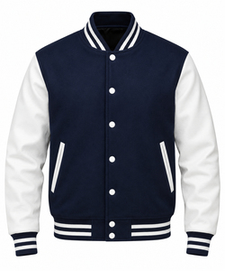 New Arrived 2026 100% Wool <b>Canvas</b> Varsity Jacket Men's Custom DTF Printed Front logo Heavyweight <b>Colour</b> Block Winter Jacket - Product Image 2