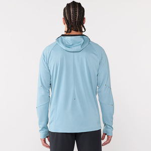 Custom Front Logo Men's Thin Polyester Lightweight Sweat-wicking Full Zip Hooded Sporty Fitness <b>Running</b> <b>Jacket</b> - Product Image 2