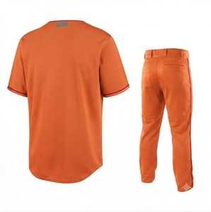 Ensemble de pantalon et maillot de baseball orange personnalisé, imprimé sérigraphié sur le devant, séchage rapide, 100 % polyester, taille élastique, respirant, col rond - Product Image 2