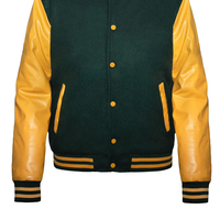 Veste légère d'hiver respirante pour homme, col montant, avec logo personnalisé brodé sur manches en polyester/coton, style baseball universitaire noir pour couple
