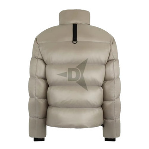 Daizen Star Men's Beige Puffer Jacket Stand Collar Zipper Closure Windproof Winter Casual Thick PU Fabric 220g Polyester Filling - Product Image 2