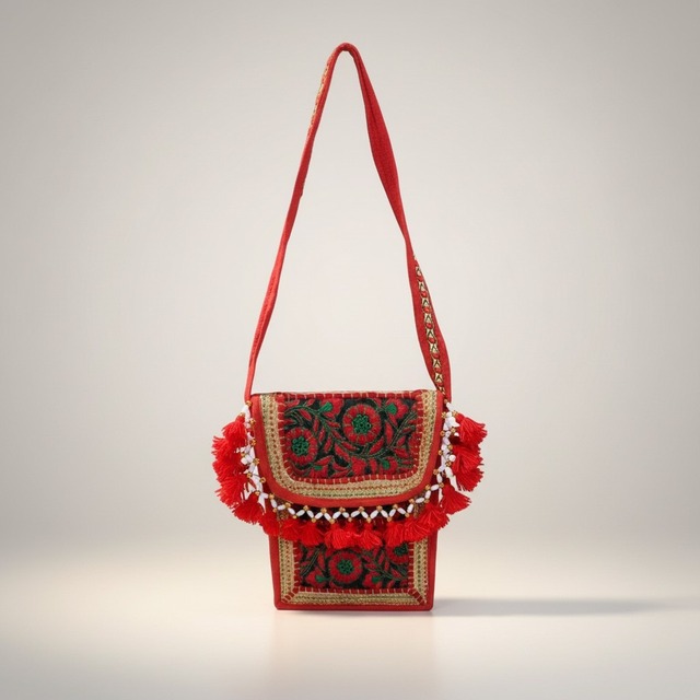 Fashion Embroidery Durable Women's Sling Bag with Shoulder Strap