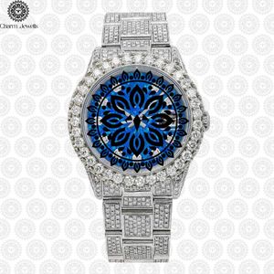 Charm Jewells Reloj de cuarzo analógico redondo con incrustaciones de diamantes para mujer, de lujo, de acero inoxidable, 36 mm, cierre plegable, cristal de zafiro - Product Image 2