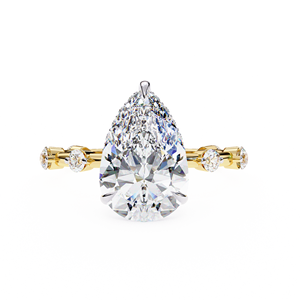แหวนเพชรทรงลูกแพร์ 3 กะรัต ผลิตในห้องปฏิบัติการ ดีไซน์พิเศษ ทอง 10k 14K 18K พร้อมใบรับรอง IGI เพชร VS DEF สำหรับวันครบรอบแต่งงาน - Product Image 1
