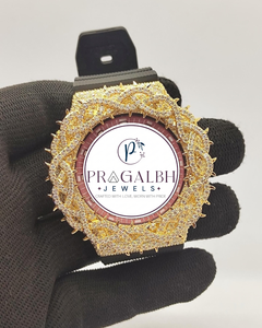 นาฬิกาข้อมือฮิปฮอปประดับเพชรแบบกำหนดเอง Pragalbh Jewels ขอบหน้าปัดประดับเพชรแบบไมโครพาเว่ ตัวเรือนสแตนเลส สายยาง กันน้ำ หรูหรา สำหรับผู้ชาย - Product Image 1