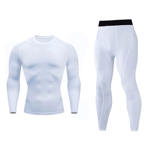 Ensemble de vêtements de sport sur mesure de haute qualité, imprimés, pour hommes, vente en gros, t-shirts et pantalons de compression pour la gym et l'entraînement - Product Image 3