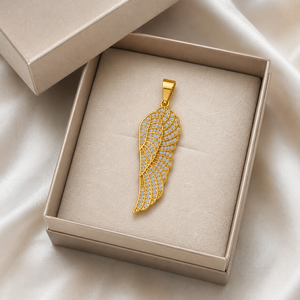 Vintage Fashion Hip Hop 10K Solid Gold Custom Iced <b>Angel</b> Classic Bling Feather Wings Moissanite Diamond Necklace Pendants <b>Charms</b> - Product Image 6
