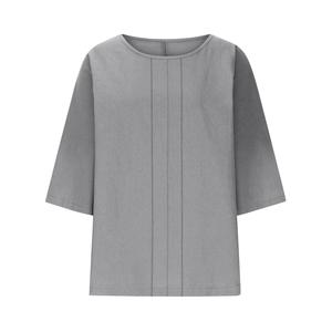 Chemisier décontracté ample à carreaux pour femme, 95 % lin, grande taille, tie-dye, col boutonné, épaules tombantes, manches trois-quarts, pour le quotidien - Product Image 5