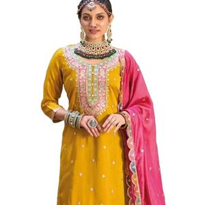 Dernier Designer Georgette Soie Broderie Travail Sharara Costume Par Fab Zone - Product Image 1