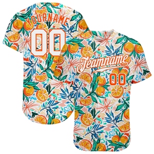 Maillot de baseball authentique personnalisé blanc et orange à motif 3D, fabrication directe en gros pour l'industrie - Product Image 1