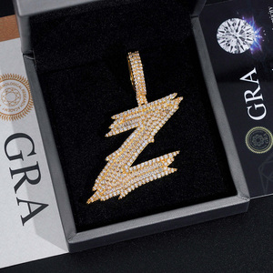 Colgante de Letra Inicial de Moissanita VVS Chapado en Oro de Plata Esterlina 925 Sólida, Estilo Clásico Iced Out, Pasa Prueba de Diamantes - Product Image 5