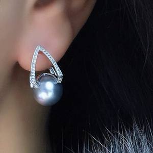Boucles d'oreilles pendantes en or K 10-9 mm, luxe léger, nouveau produit avec perle d'or naturelle incrustée de fleurs, boucles d'oreilles pendantes exquises en argent 925 - Product Image 1