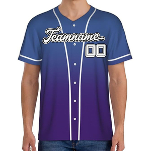 Maillot de baseball personnalisé OEM pour homme grande taille, respirant, séchage rapide, antibactérien, 2 boutons, 100% coton biologique, imprimé en sérigraphie - Product Image 2
