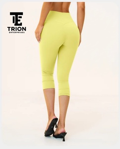 Leggings Capri de Cintura Alta para Mujer, Casuales, Azules, Elásticos, Tejidos, Pantalones de Yoga Transpirables, Suaves y Cómodos, de Spandex y Nailon Sin Costuras - Product Image 5