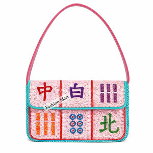 Custom Hand Beaded Mahjong Tile Bag Fashion Women Mahjong Clutch Shoulder Purse Luxury Party Handbag - Product Image 1