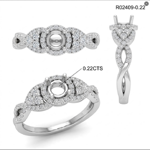 ฮ่องกง18K แหวนเพชรแท้สีทองขาวประดับเพชรโซลิแทร์แบบกึ่งภูเขาแหวนหมั้นสำหรับผู้หญิงขายส่ง - Product Image 6