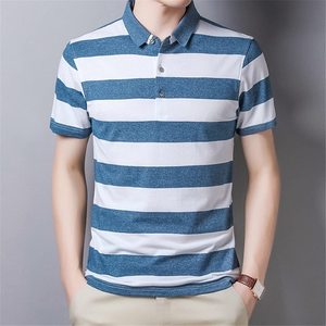 เสื้อโปโลชายแขนสั้นลายทางพรีเมียมเนื้อนุ่ม คุณภาพสูง ผ้าฝ้าย 100% สวมใส่สบาย เหมาะสำหรับออกกำลังกาย - Product Image 3