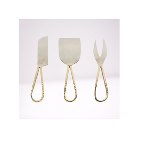 Ensemble à fromage en acier inoxydable et laiton, couteau à fromage, outils à tartiner le beurre et les fromages durs et mous, 3 pièces, ensemble à fromage avec logo personnalisé - Product Image 1