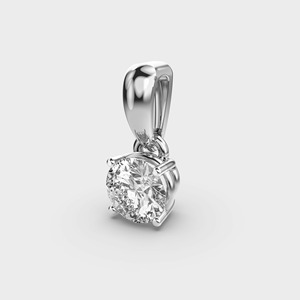 Pendentif solitaire vintage en diamant rond cultivé en laboratoire, plaqué or blanc/jaune/rose 14 carats et rhodié - Product Image 3