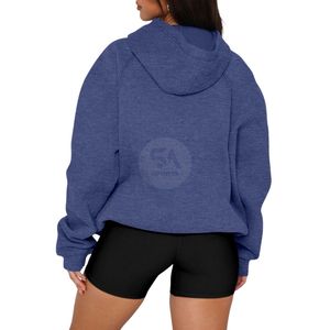Sudadera con Capucha Azul Transpirable de Forro Polar Grueso de Manga Larga para Invierno, Estilo Urbano para Mujer, Sostenible, para Fitness y Gimnasio - Product Image 2