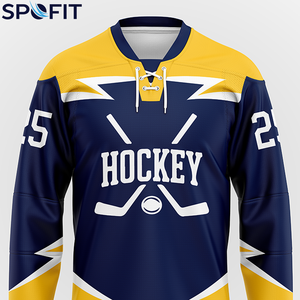 Maillot de hockey sur glace personnalisé avec impression par sublimation intégrale, respirant, séchage rapide, polyester, pour équipe professionnelle - Product Image 2