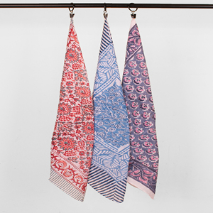 Handmade Cotton Block Printed <b>Square</b> <b>Scarf</b> Floral Bandana Ethnic Pattern Skin Friendly Unisex Accessory Spring Autumn Wear - Product Image 3