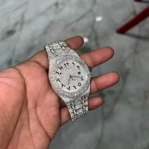 Montre en diamant moissanite pour homme, montre-bracelet à quartz simple et luxueuse pour un usage quotidien et pour offrir en cadeau, montre en diamant moissanite de luxe pour homme - Product Image 1