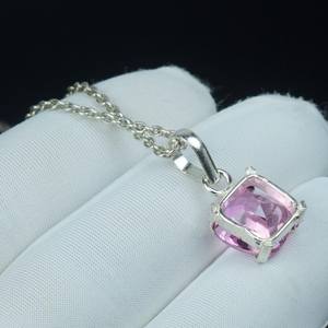 Pendentif en Kunzite rose taille coussin, pierre de naissance de février, en argent sterling 925, bijoux faits main vintage bohème - Product Image 2