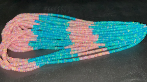 Perles Rondelle Lisse Opale Bleue et Rose Naturelle Opale Bleue et Rose Ombrée de 3 à 4mm pour la Fabrication de Bijoux - Product Image 4