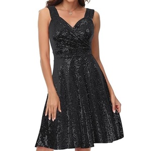 Women Elegant Sequin Party <b>Dress</b> Knee Length Sleeveless Club Party Wear <b>Dress</b> Evening Occasion Women Stylish Party Sequin <b>Dress</b> - Product Image 2