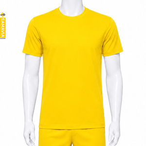SAMAVIA Men's Yellow Crew Neck Short Sleeve <b>Polyester</b> <b>T</b>-<b>Shirt</b> Breathable Regular Fit Summer Sport Wear - Product Image 2