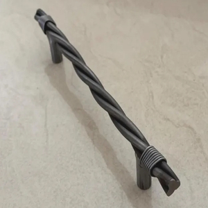 Handmade Twisted Iron Rod Handles <b>Rustic</b> Black Cabinet Drawer Pulls Twisted Black Wrought Iron <b>Door</b> Handle - Product Image 1