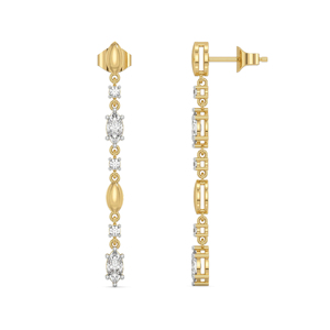 Pendientes clásicos chapados en oro de 18 quilates con diamante de corte marquesa y joyería de boda para mujer - Product Image 3